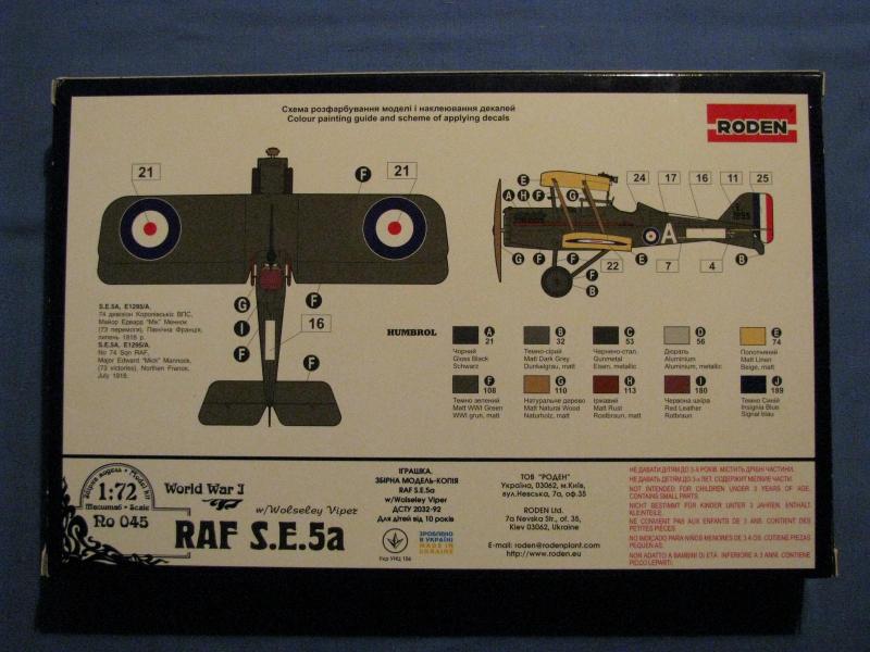 RAF S.E.5a doboz hátulról