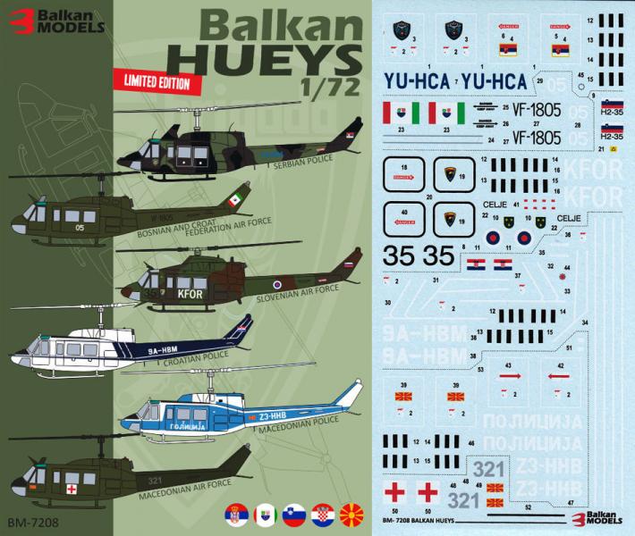 Balkan HUEYS UH-1 szerb, bosnyák, horvát, szlovén, makedón matricák