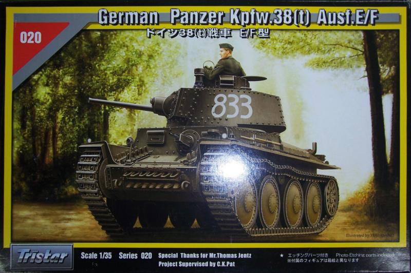 Tristar 35020 German Pzkpfw 38(t) Ausf.E/F; szemenkénti lánctalp, 2 tankos figura, maratás