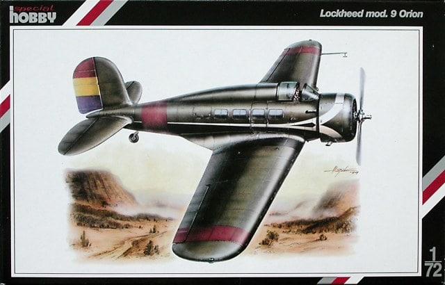 Special hobby 72019 Lockheed mod. 9 Orion; gyanta kabin, motor és futóakna, spanyol, amerikai matricákkal