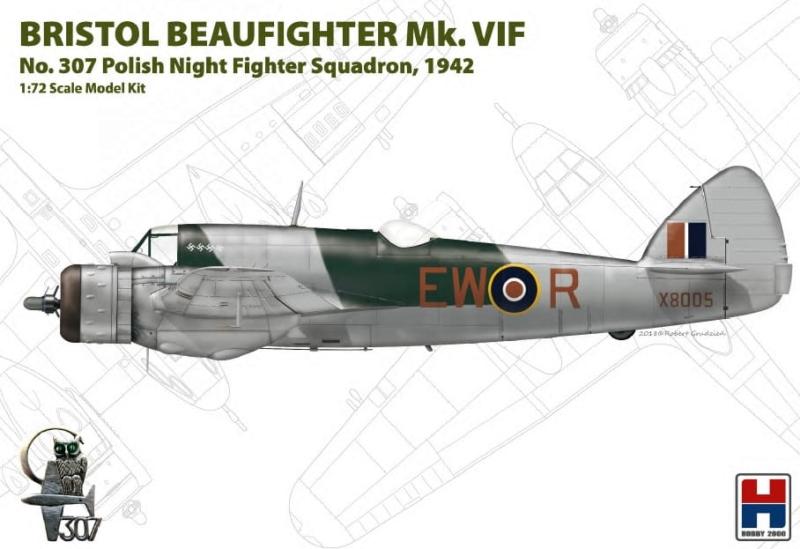 72 Hobby 2000 Beaufighter Mk.VIF + Part + Aires cockpit, wheel bays + Quickboost, Metallic Details exhausts + Techmod matrica 14500Ft