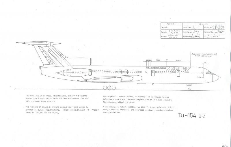 A Malév Tu-154 B2 festési dokumentációi (új változat)
